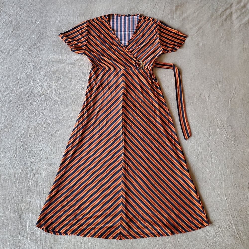 Women's Orange Midi Dress Large